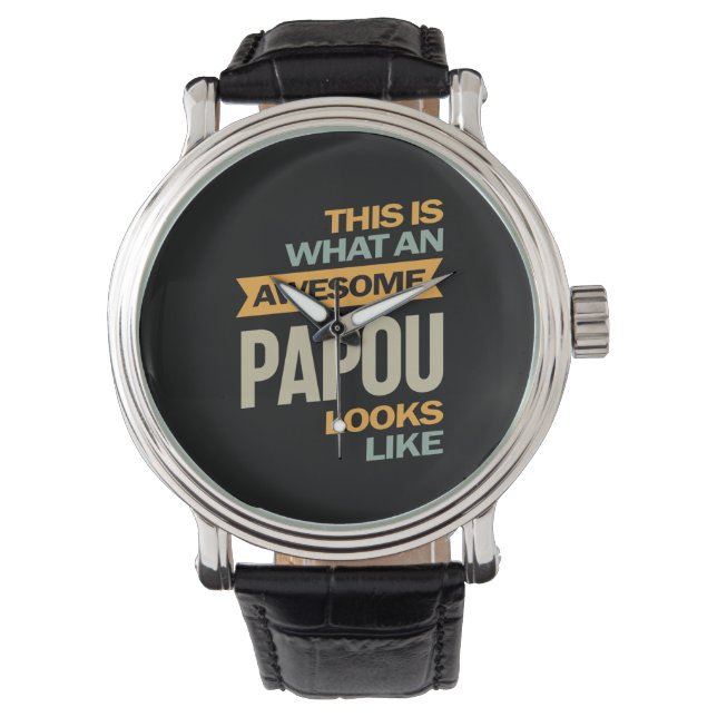 Reloj De Pulsera Asombroso Papou de los hombres - Regalo de padre (Anverso)