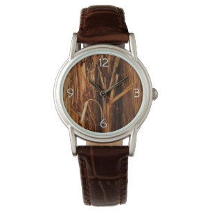 Reloj De Pulsera Aspecto de la corteza de madera con textura de ced