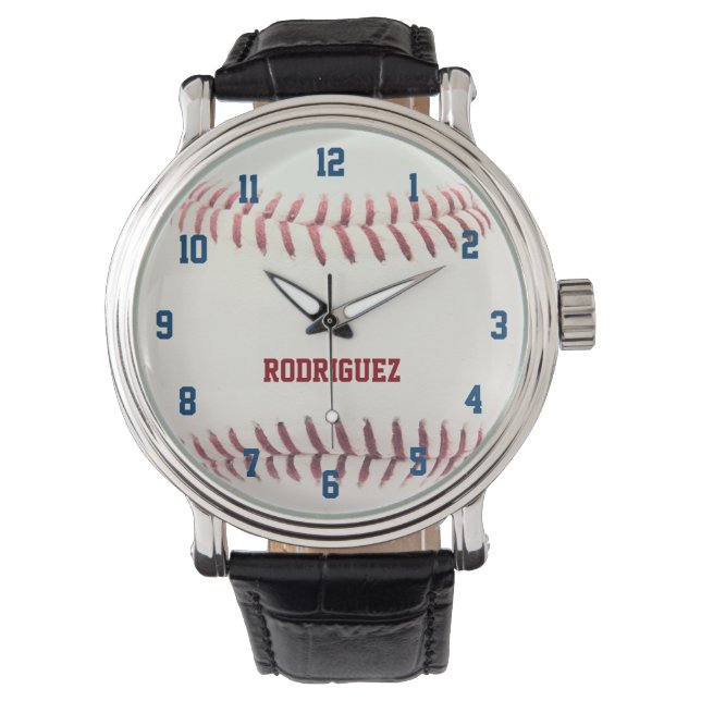 Reloj De Pulsera Aspecto del béisbol personalizado (Anverso)