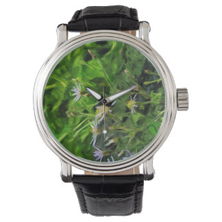 Reloj De Pulsera Aster púrpura entre extracto quemado de los
