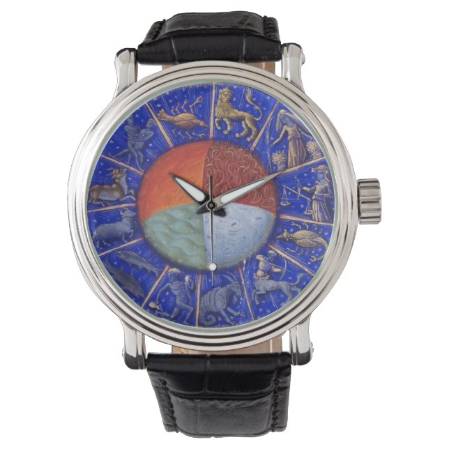 RELOJ DE PULSERA ASTROLOGÍA ANTIGUA, RÓTULOS ZODIACALES Y CUATRO EL (Anverso)