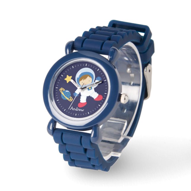 Reloj De Pulsera Astronauta de niño pequeño personalizado (Ángulo)