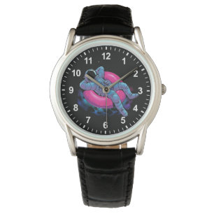 Reloj De Pulsera Astronauta divertido montando donut 