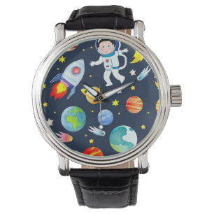 Reloj De Pulsera Astronauta en el modelo de planetas y cohetes espa