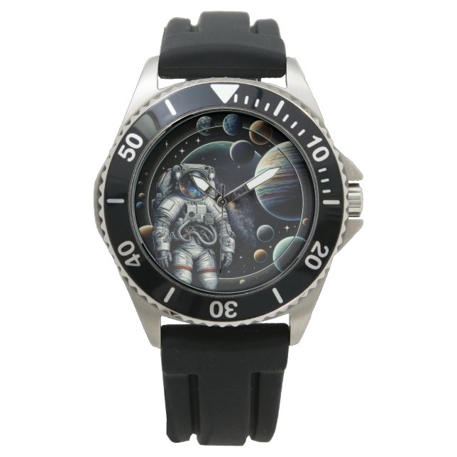 Reloj De Pulsera Astronauta y planetas de época (Anverso)