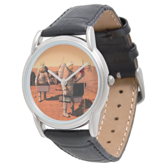 Reloj De Pulsera Astronautas Instalando Equipo Meteorológico En Mar (Angular)