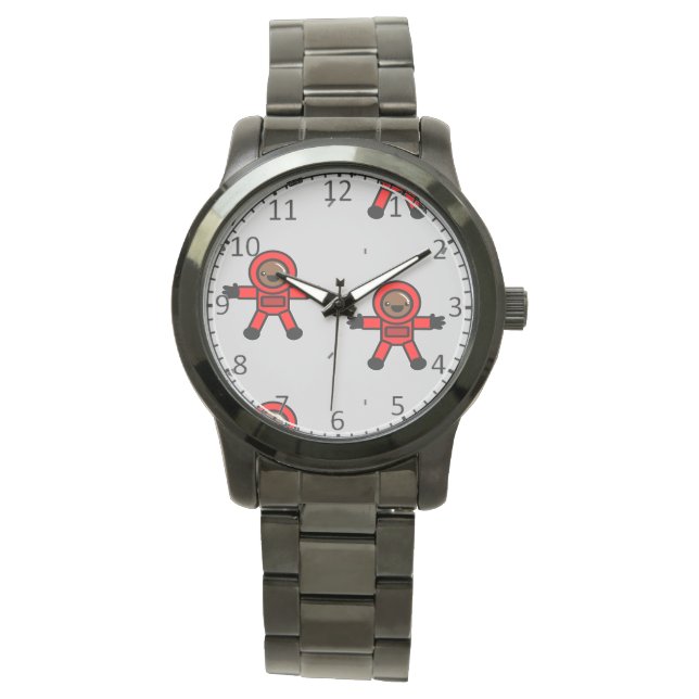 Reloj De Pulsera Astronautas rojos sobre gris (Anverso)
