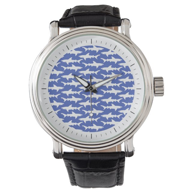Reloj De Pulsera Ataque a tiburones - azul y blanco (Anverso)