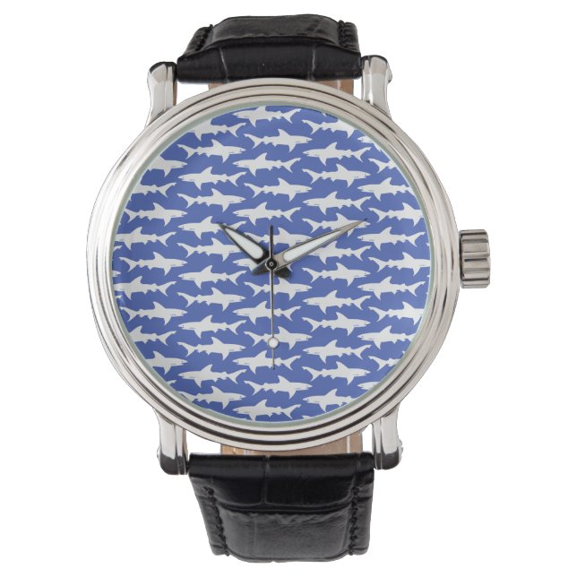 Reloj De Pulsera Ataque a tiburones - azul y blanco (Anverso)