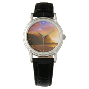 Reloj De Pulsera Atardecer dorado en la playa, Hawái