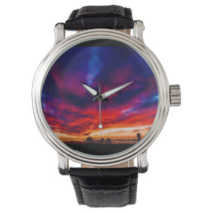 Reloj De Pulsera Atardecer en el muelle, Huntington Beach, CA