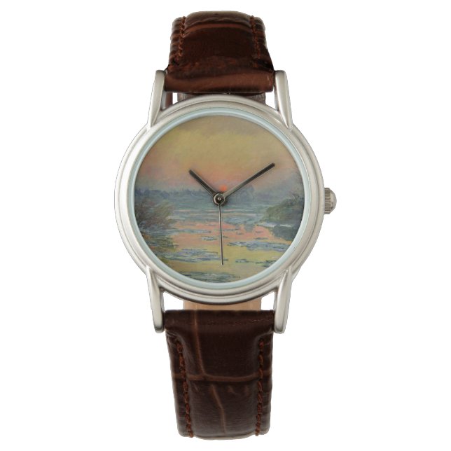 Reloj De Pulsera Atardecer en el río Sena en invierno (Claude Monet (Anverso)