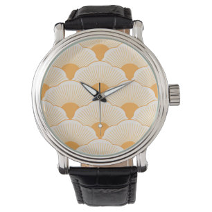 Reloj De Pulsera Atardecer, naranja tonal, textura de hormigón