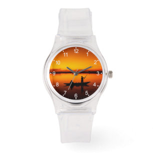 Reloj De Pulsera Atardecer, Silueta de Barco Remolino-16497