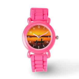 Reloj De Pulsera Atardecer, Silueta de Barco Remolino-16497