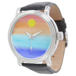 Reloj De Pulsera Atardecer sobre la acuarela oceánica Resumen arte