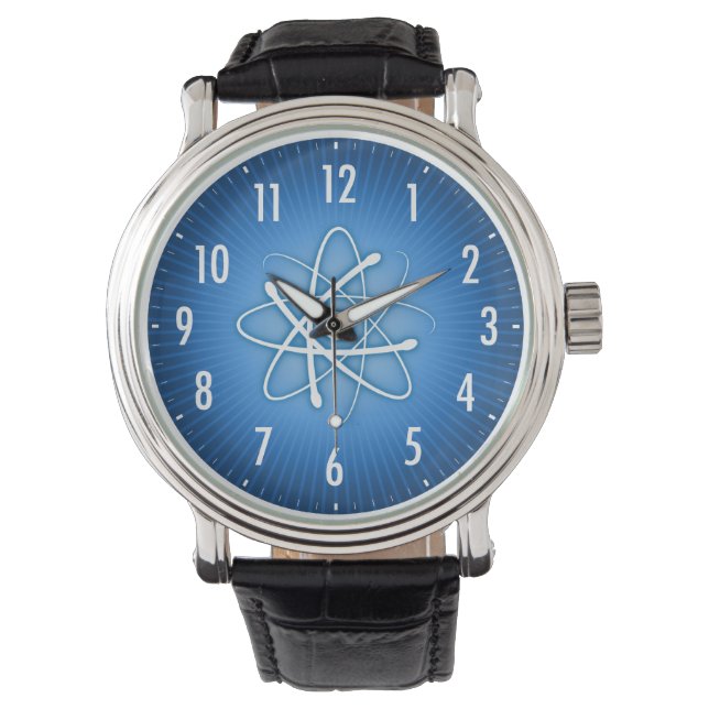 Reloj De Pulsera Átomo azul brillante | Geek Watch (Anverso)
