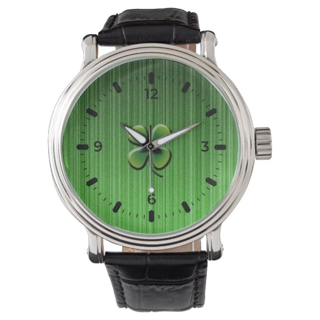 Reloj De Pulsera Atractivo verde de cuatro hojas (Anverso)