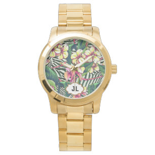 Reloj De Pulsera Audaz Plumeria Brillante Personalizada