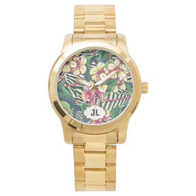 Reloj De Pulsera Audaz Plumeria Brillante Personalizada (Anverso)