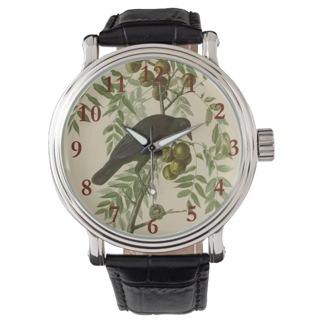 Reloj De Pulsera Audubon American Crow Black Bird (Anverso)