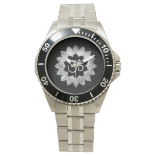 Reloj De Pulsera *~* Aum gris masculino OM meditativo Mandala