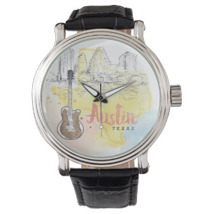 Reloj De Pulsera Austin, Texas   Esbozo acuarela