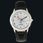 Reloj De Pulsera Australia se burla de los perros canguros y nombra<br><div class="desc">Este lindo reloj de niños rayas presenta un canguro de doodle lindo dibujado a mano,  y tiene espacio para que le agregues el nombre de tu hijo. Perfecto para cualquier amante de la vida salvaje de Australia o para un niño primero mirar!</div>