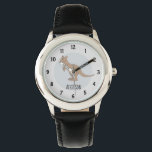 Reloj De Pulsera Australia se burla de los perros canguros y nombra<br><div class="desc">Este lindo reloj de niños rayas presenta un canguro de doodle lindo dibujado a mano,  y tiene espacio para que le agregues el nombre de tu hijo. Perfecto para cualquier amante de la vida salvaje de Australia o para un niño primero mirar!</div>