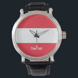 Reloj De Pulsera Austria National Flag<br><div class="desc">The national flag of Austria (Flagge Österreichs) is a triband in the following order: cherry red,  white,  and red</div>