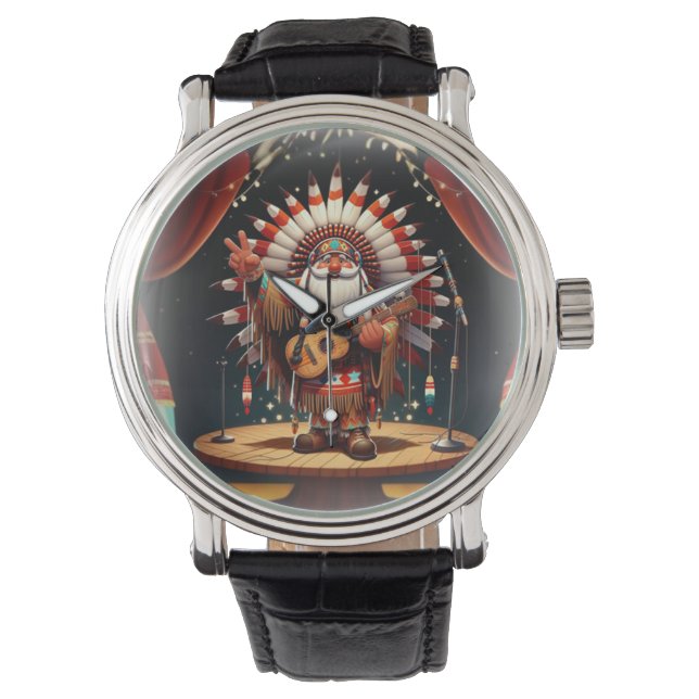 Reloj De Pulsera Auténtico Papá Noel nativo americano en escena (Anverso)