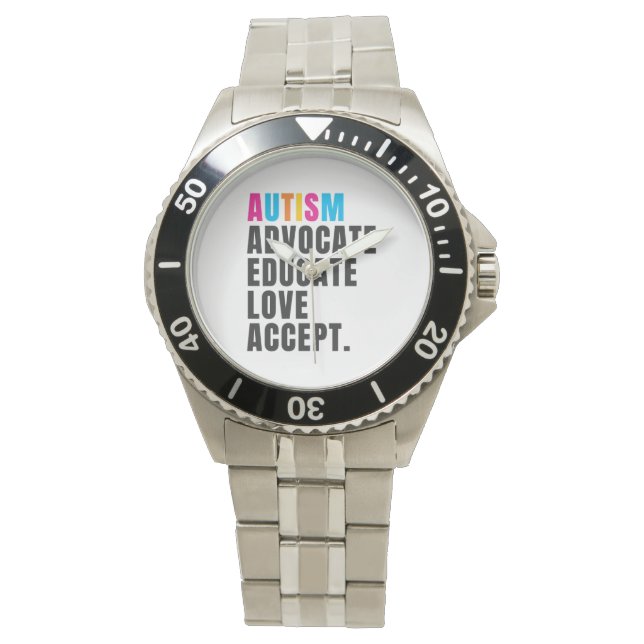 Reloj De Pulsera Autism Awareness Advocacy Educar Amor Aceptar (Anverso)