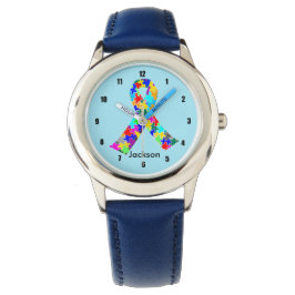 Reloj De Pulsera Autism Ribbon Personalizados azules niños
