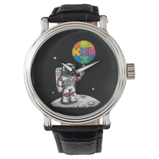 Reloj De Pulsera Autismo autista astronauta espacio en globo (Anverso)