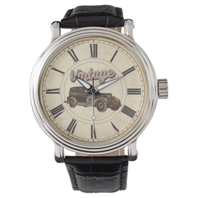 RELOJ DE PULSERA AUTO ANTIGUO CON NUMEROS ROMANOS DE ÉPOCA (Anverso)