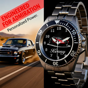 Reloj De Pulsera Auto deportivo negro y rojo