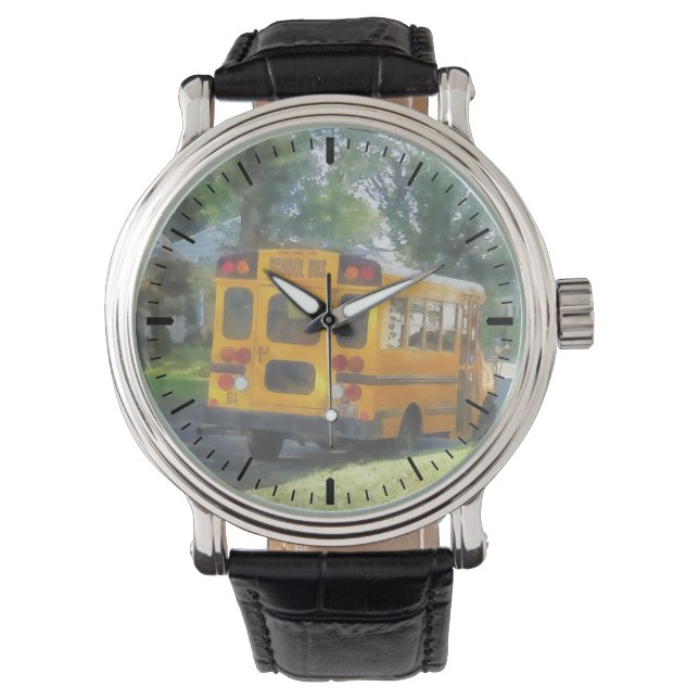 Reloj De Pulsera Autobús escolar estacionado (Anverso)
