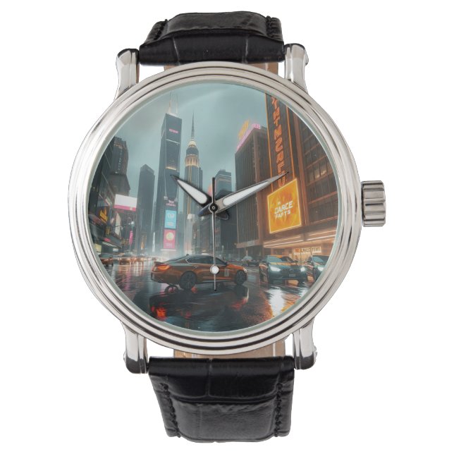 Reloj De Pulsera Autos de la ciudad de Cyberpunk Skyscrapper (Anverso)