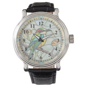 Reloj De Pulsera Ave Comer Bird Faux Stained Glass Colorful Bird