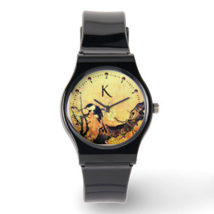 Reloj De Pulsera AVE DE PRIMAVERA,Monograma marrón dorado de ÁRBOL