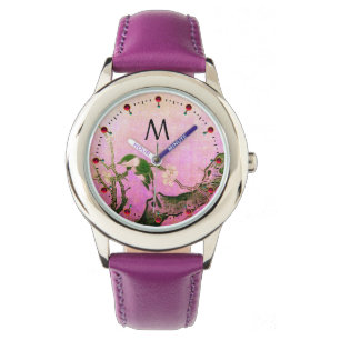 Reloj De Pulsera AVE DE PRIMAVERA,Monograma rosa negro ÁRBOL DE FLO