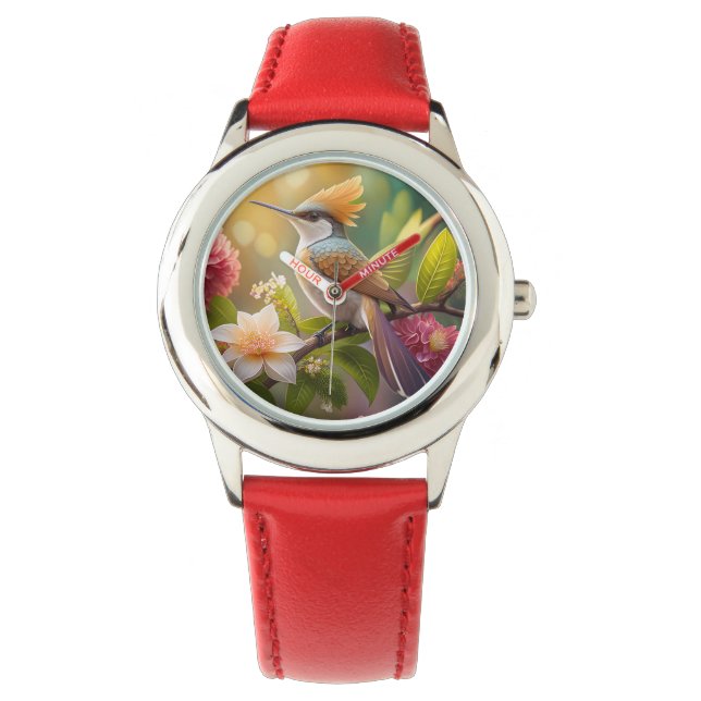 Reloj De Pulsera Ave Fantasy de Honeyeater con cresta dorada (Anverso)