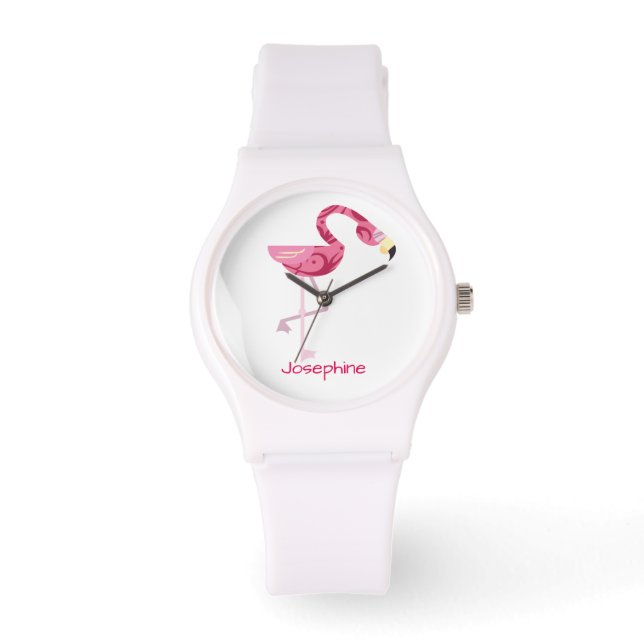 Reloj De Pulsera Ave Flamingo Rosa Personalizado (Anverso)