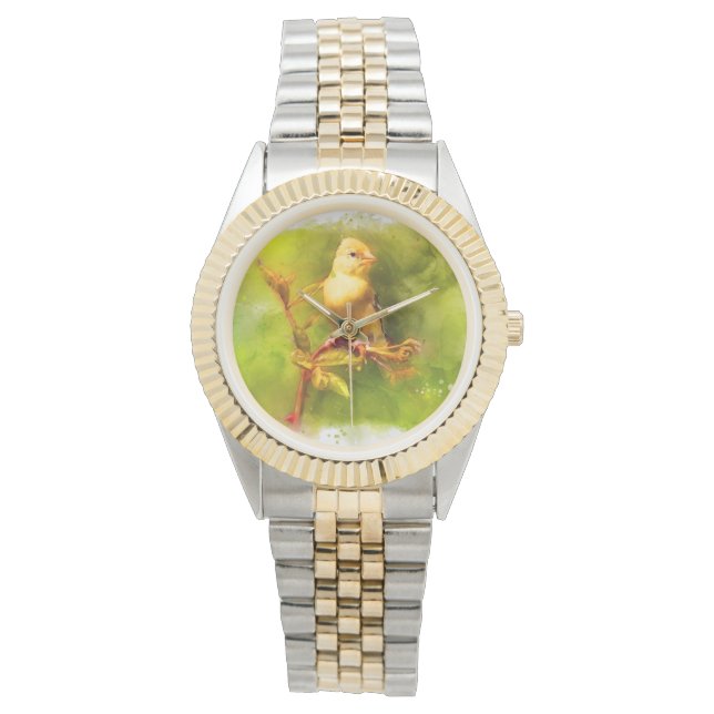 Reloj De Pulsera Ave Goldfinch En Acuarela (Anverso)