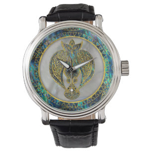 Reloj De Pulsera Ave tribal de oro en Abalone