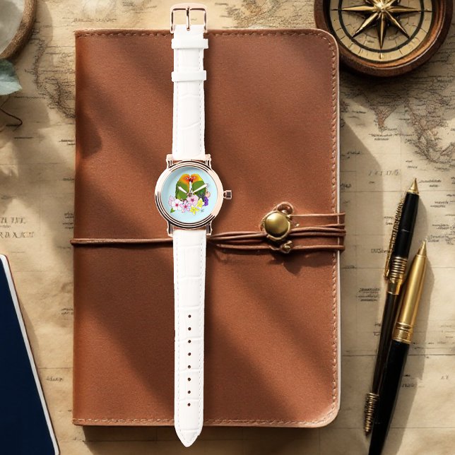 Reloj De Pulsera Aves de amor Flores tropicales (Subido por el creador)