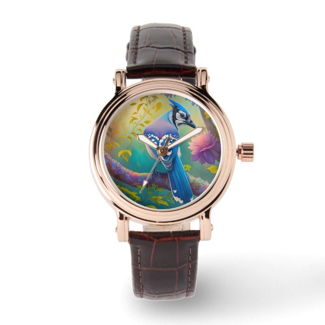 Reloj De Pulsera Aves fantásticas Jay azul (Anverso)