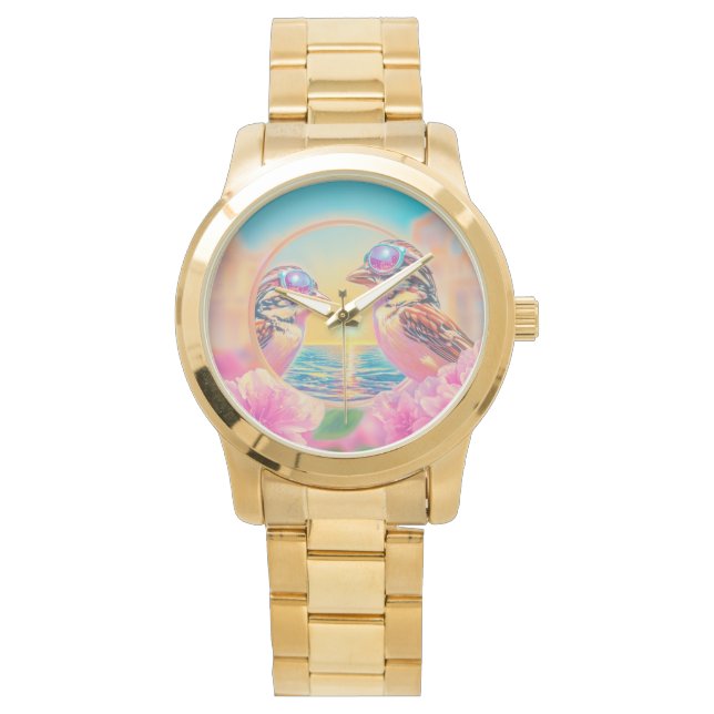 Reloj De Pulsera Aves Guay con gafas de sol al atardecer (Anverso)