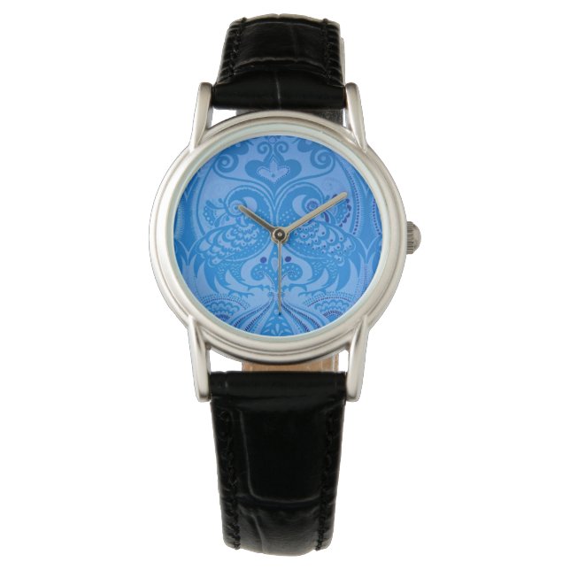 Reloj De Pulsera Aves pavos reales orientales azules (Anverso)
