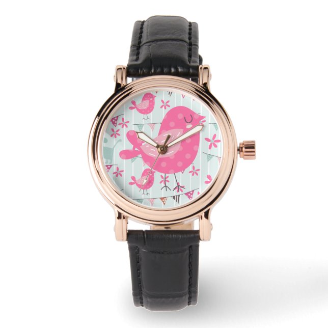 Reloj De Pulsera Aves, perros, carteles, flores (Anverso)
